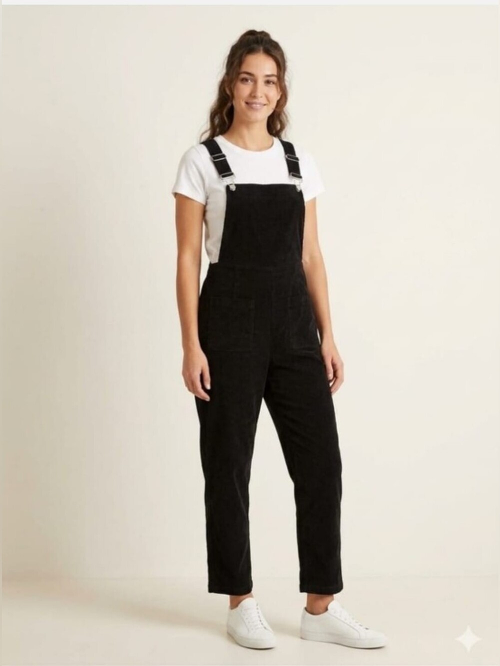 SHEIN Black Corduroy Pinafore Jumpsuit